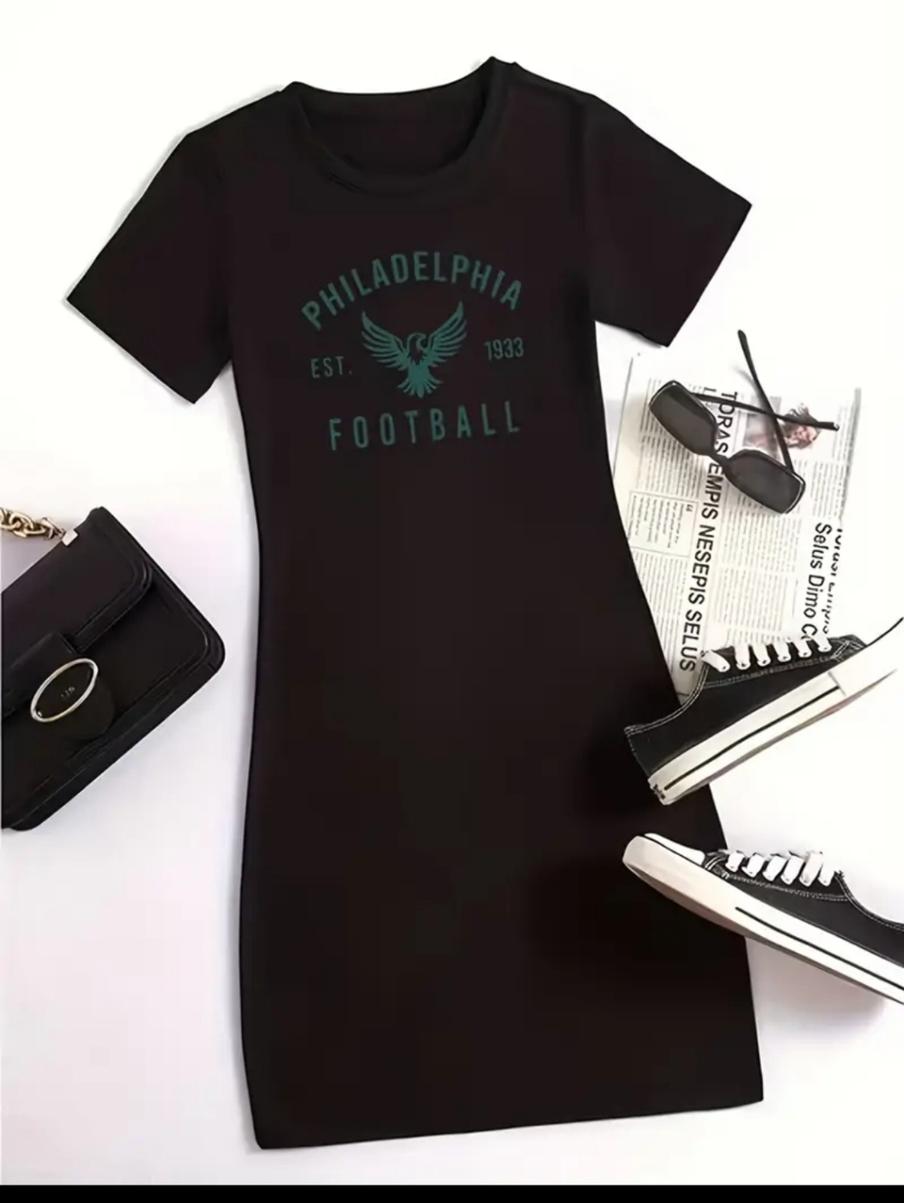 NFL Phila Eagles Mini T-Shirt Dress with Teal Logo